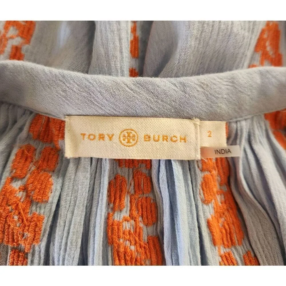 Tory Burch Alexandria Embroidered and Beaded Boho Pleasant‎ Blouse Size 2